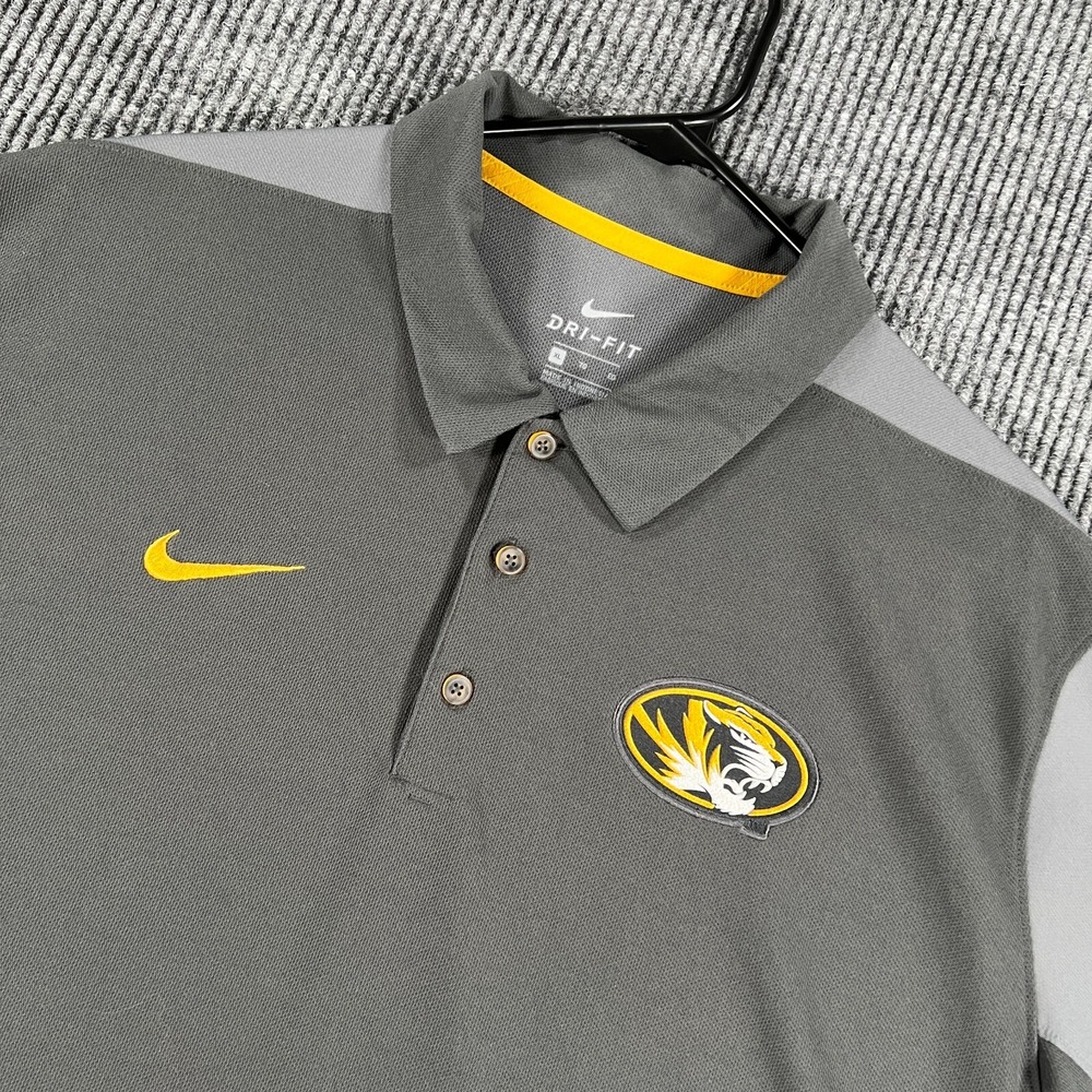 Missouri Tigers Mizzou Polo Shirt Mens Nike XL Extra Large Black Short Sleeve